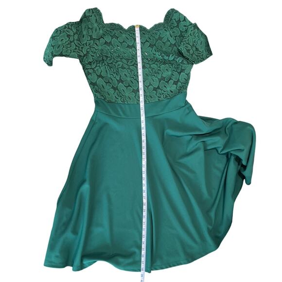 Miss May Emerald Lace Top Fit and Flare Stretch Dress Size XL Retro Comfort - Picture 9 of 9